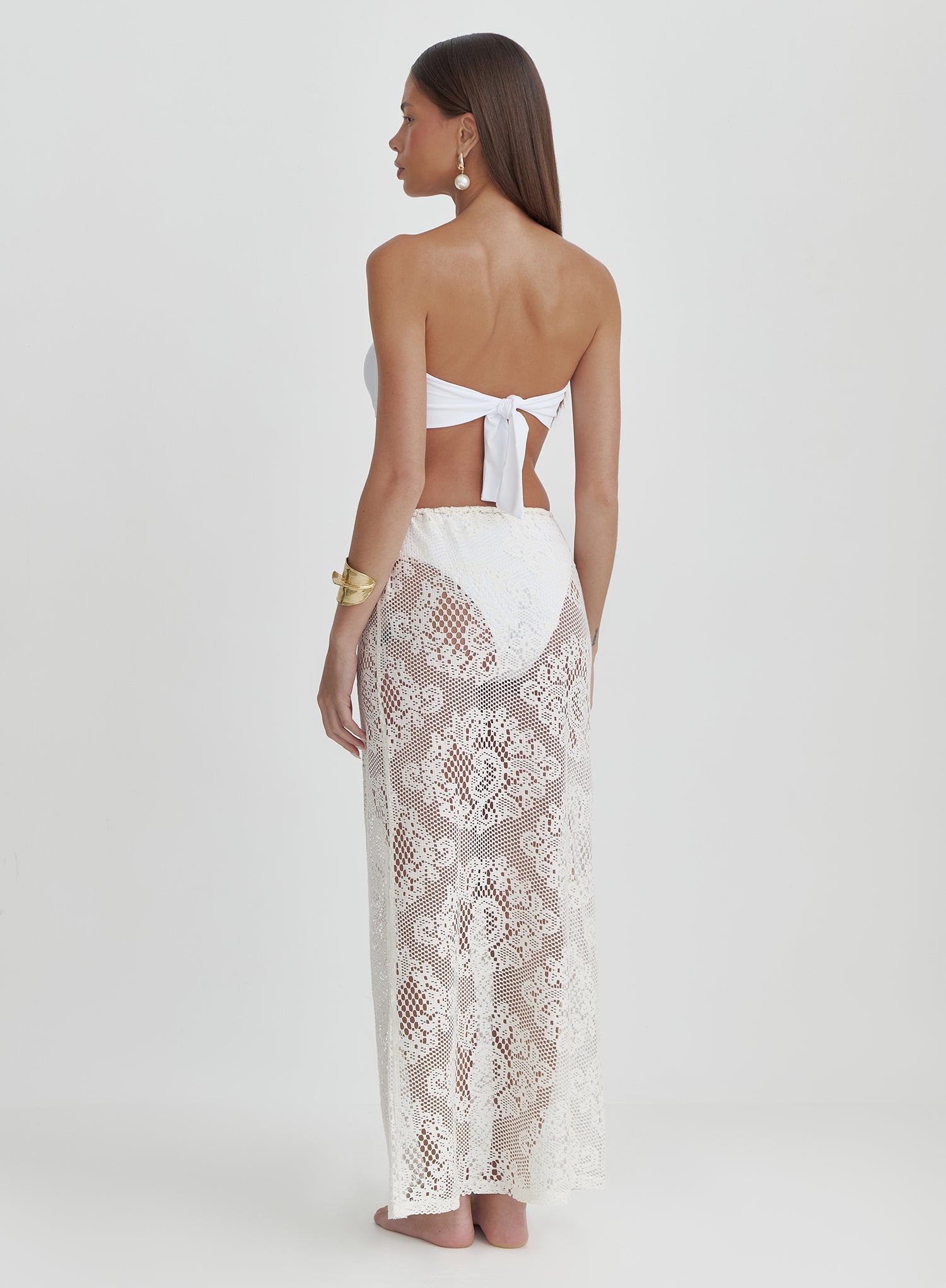 Off White Crochet Maxi Skirt